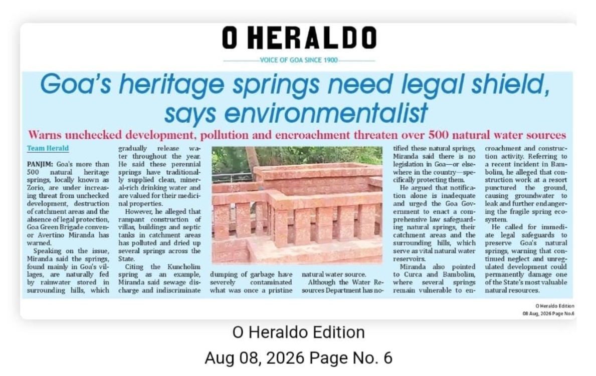 Goa’s Heritage Springs Face Growing Threats, Environmentalist Warns